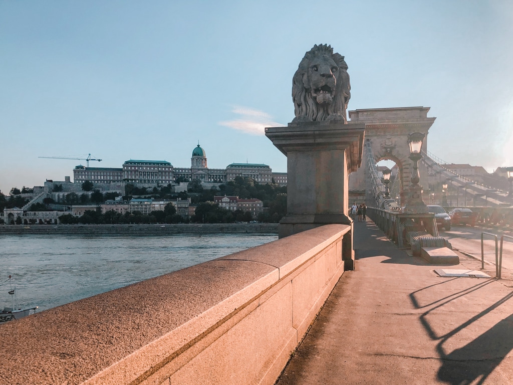 Chain Bridge; Buda Castle; golden hour; Budapest; Hungary